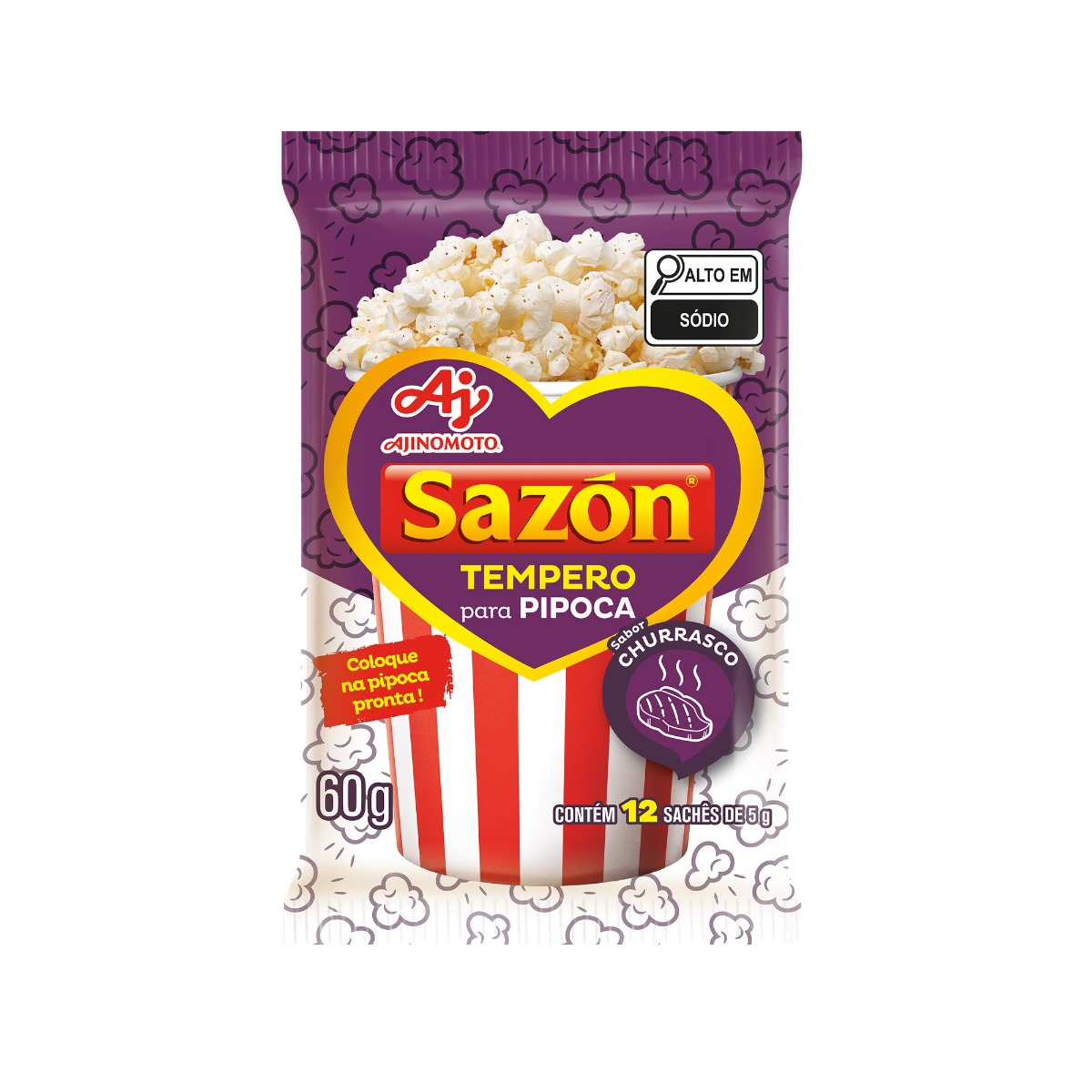 TEMPERO EM PÓ SAZÓN® PIPOCA SABOR CHURRASCO 60G