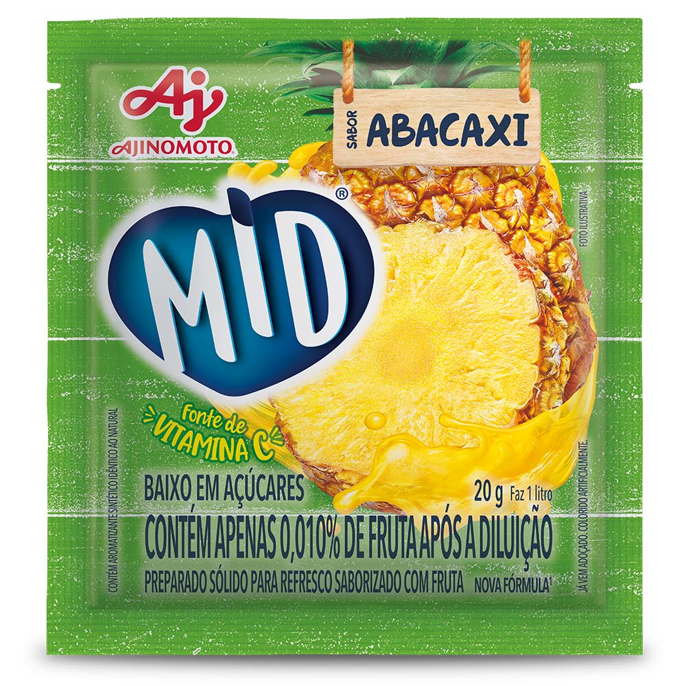 Kit Refresco em Pó MID® Sabor Abacaxi Com 15 Unidades de 20g