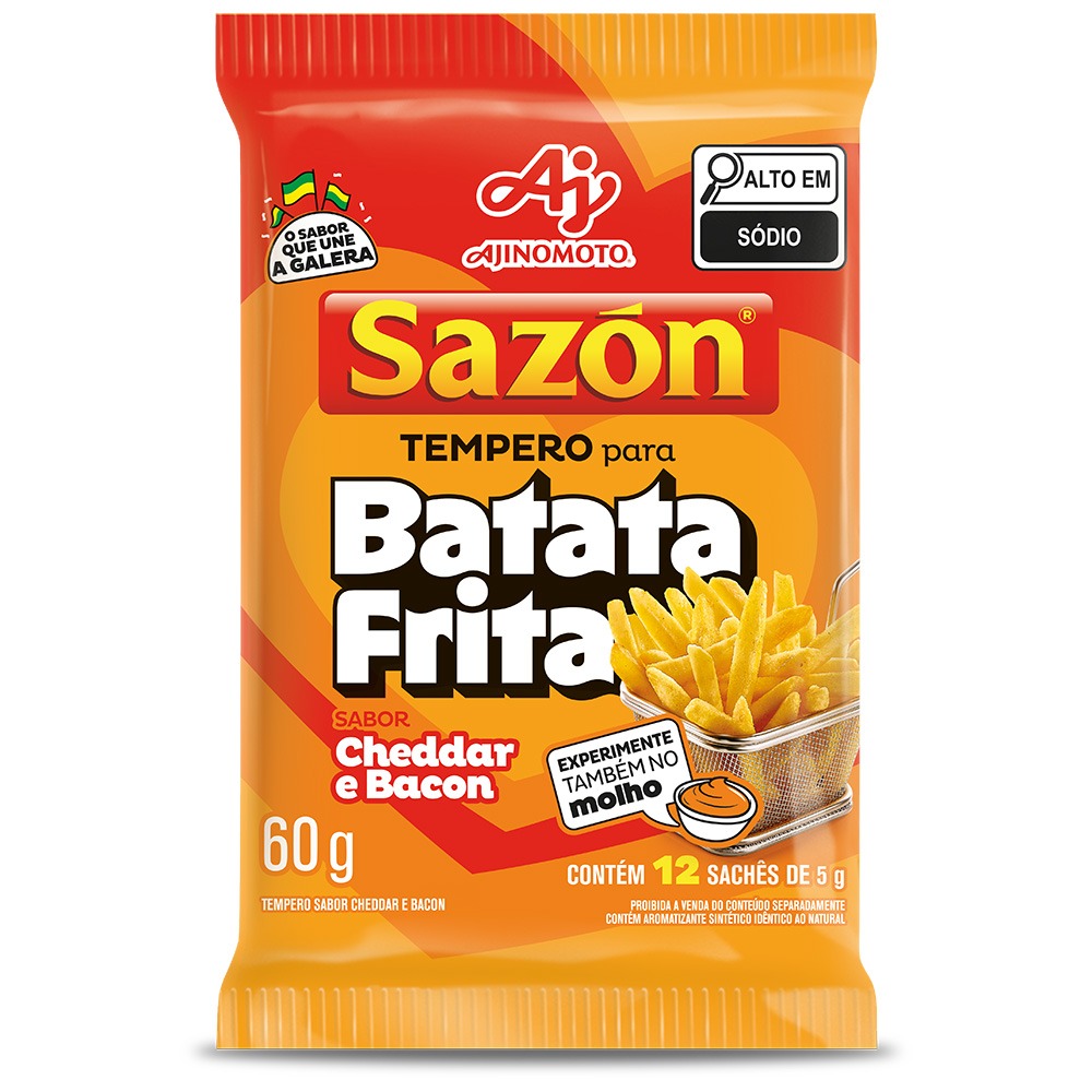 Tempero SAZÓN® para Batata Frita sabor Cheddar e Bacon 60g