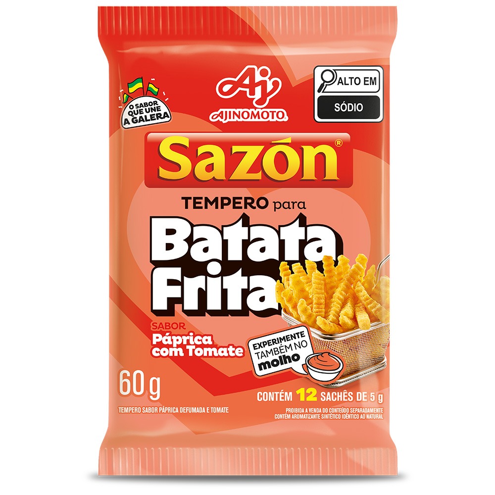 Tempero SAZÓN® para Batata Frita sabor Páprica com Tomate 60g