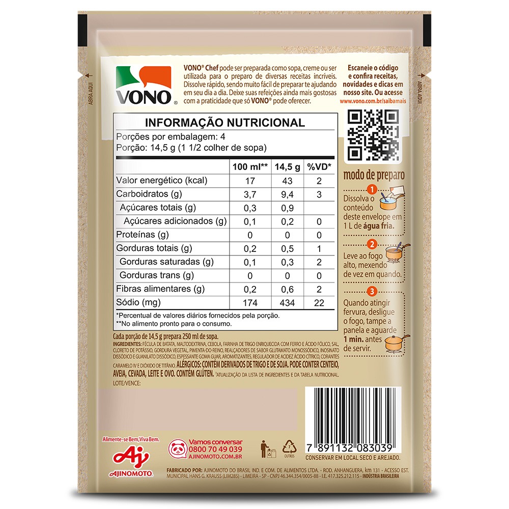 SOPA VONO® CREME CEBOLA -SODIO 58GR