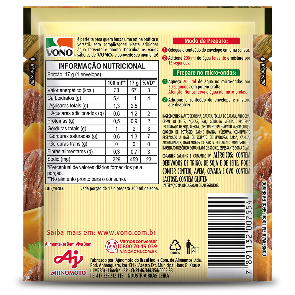 SOPA VONO® ABOBORA COM CARNE 17GR