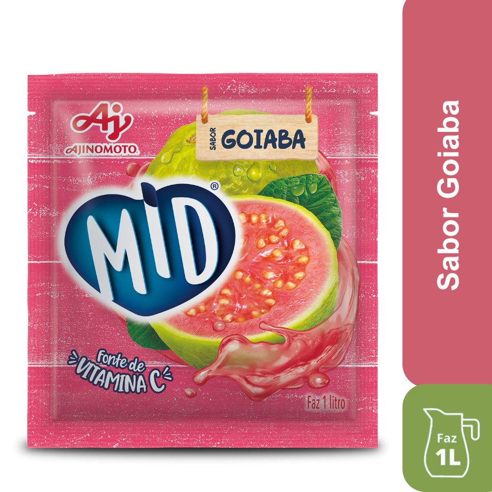 Kit Refresco em Pó MID® Sabor Goiaba Com 15 Unidades de 20g