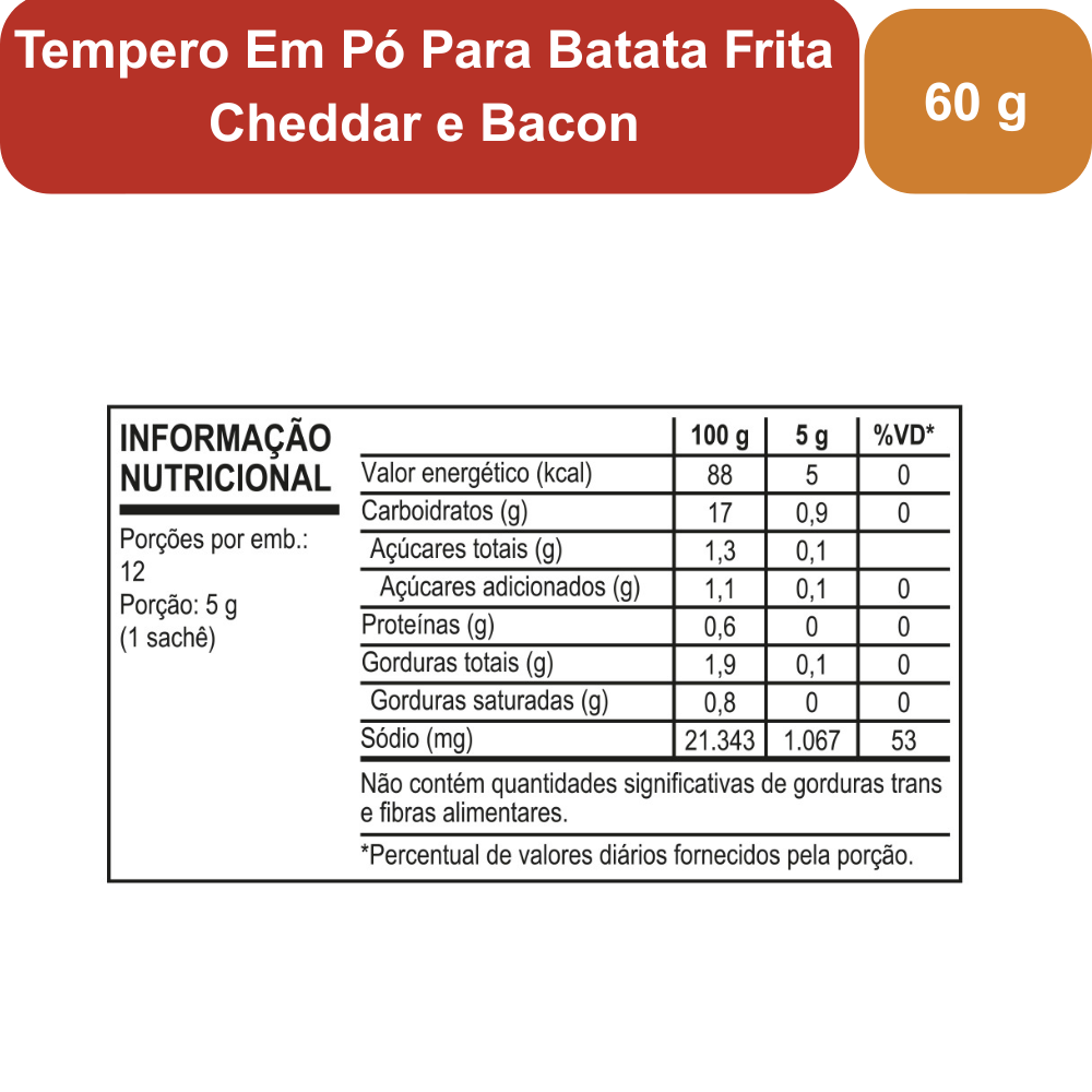 KIT SAZÓN® Tempero Para Batata Frita - Cheddar e Bacon e Páprica com Tomate - 2 Unidades