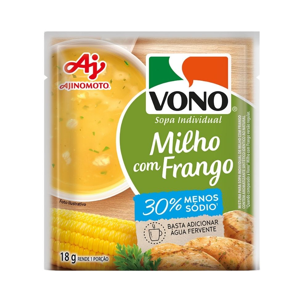 SOPA CREMOSA VONO® SABOR MILHO COM FRANGO MENOS SÓDIO 18G