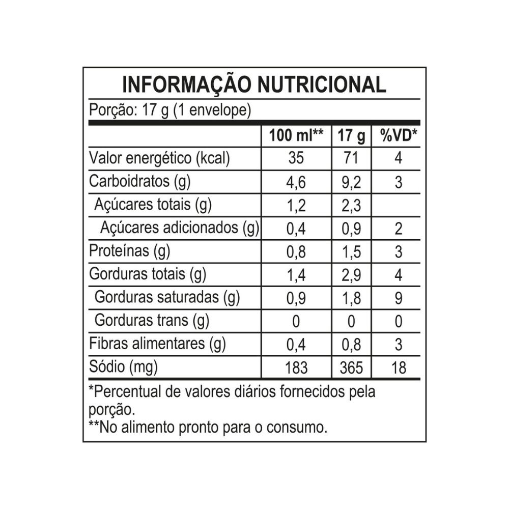 SOPA CREMOSA VONO® SABOR PEITO DE FRANGO COM QUEIJO MENOS SÓDIO 17G