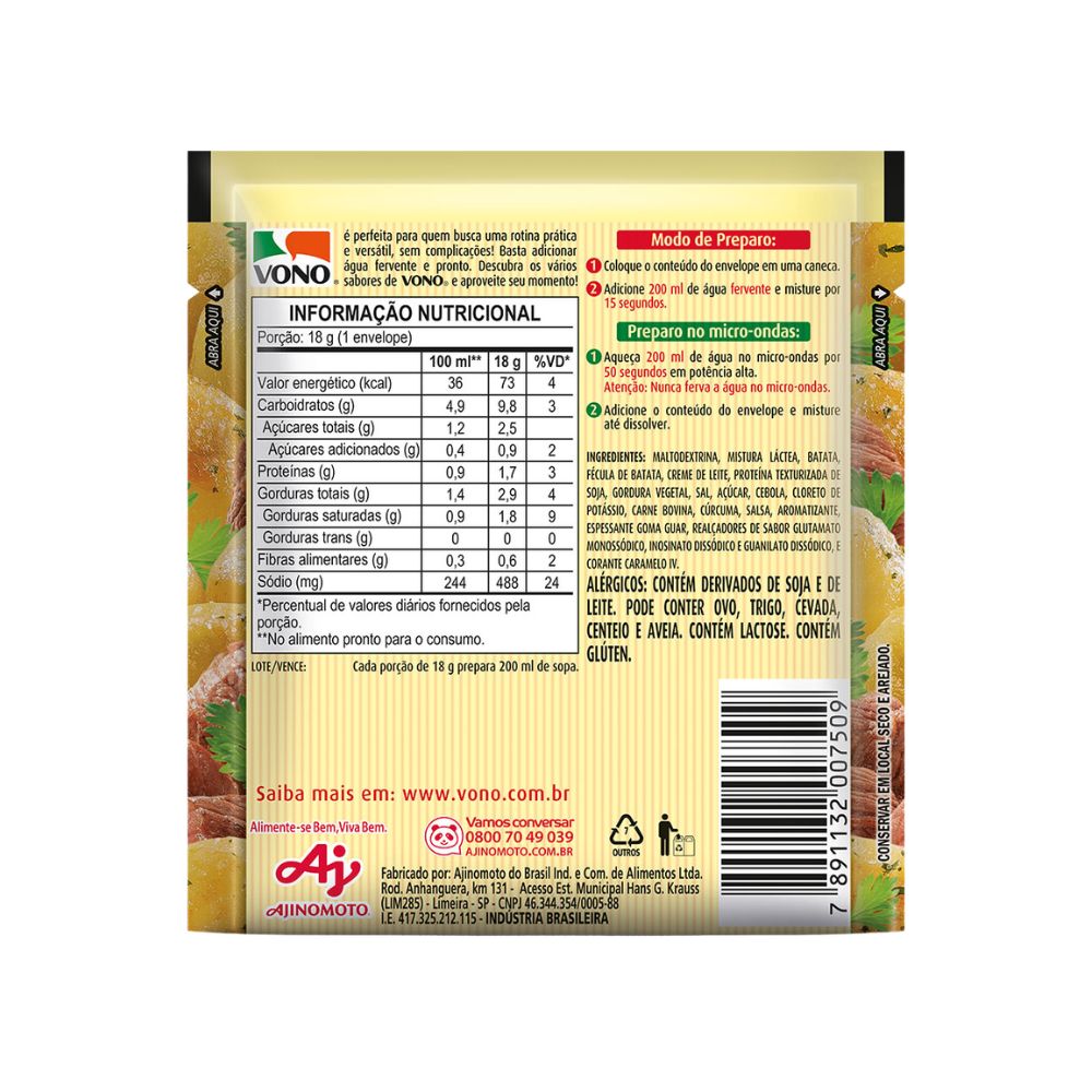 SOPA VONO® BATATA COM CARNE 18G