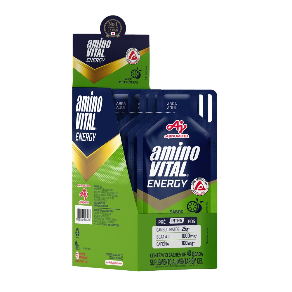 aminoVITAL® Energy - Frutas Cítricas com Cafeína - Display 10 sachês