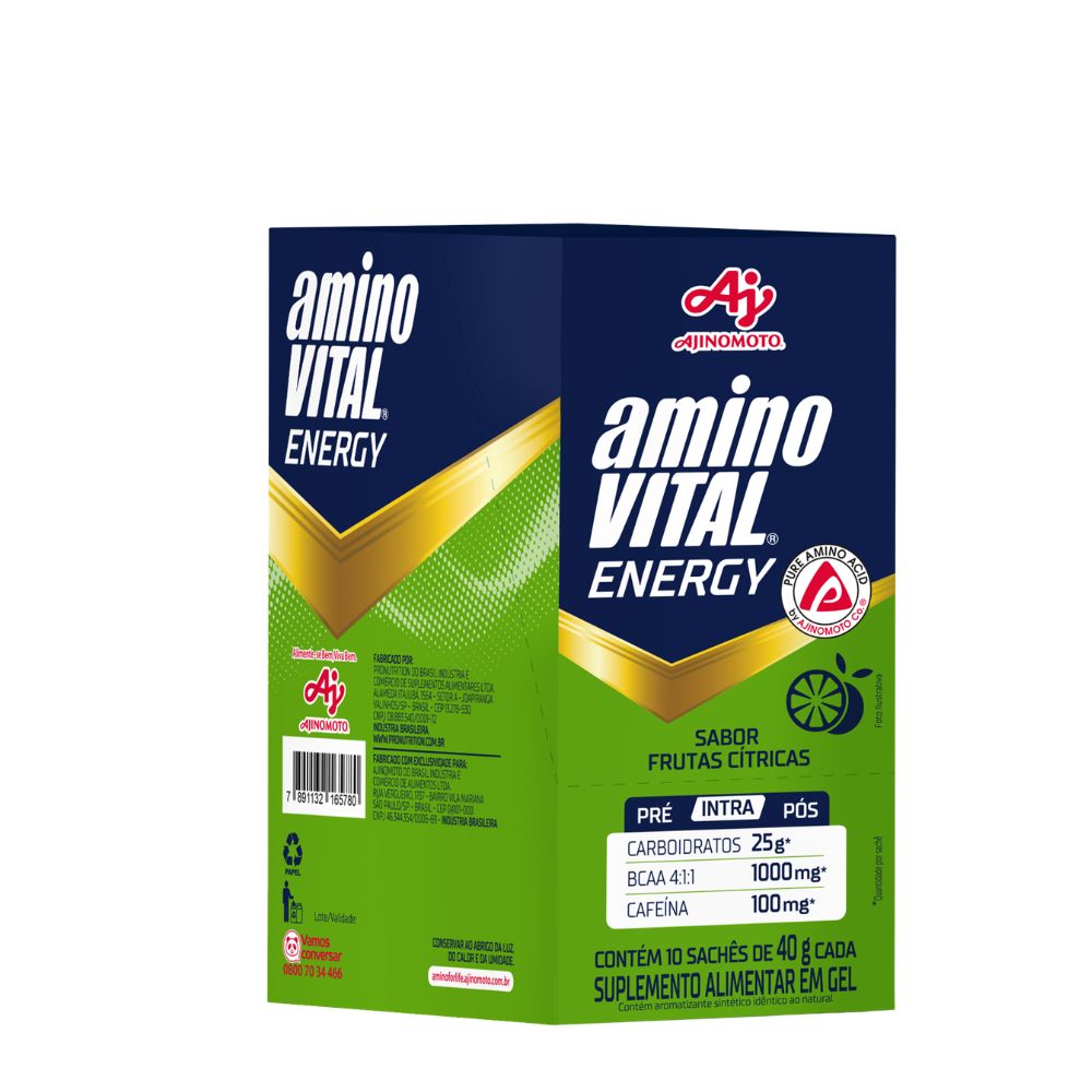 aminoVITAL® Energy - Frutas Cítricas com Cafeína - Display 10 sachês