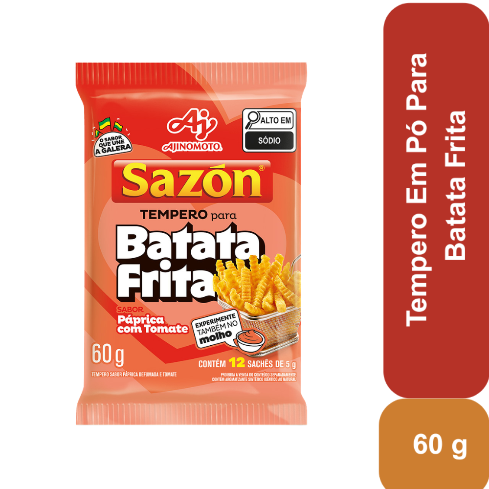 Tempero SAZÓN® para Batata Frita sabor Páprica com Tomate 60g
