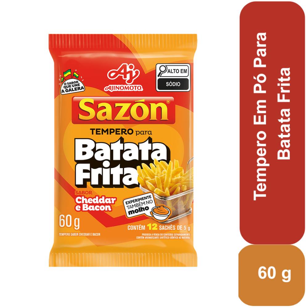 Tempero SAZÓN® para Batata Frita sabor Cheddar e Bacon 60g