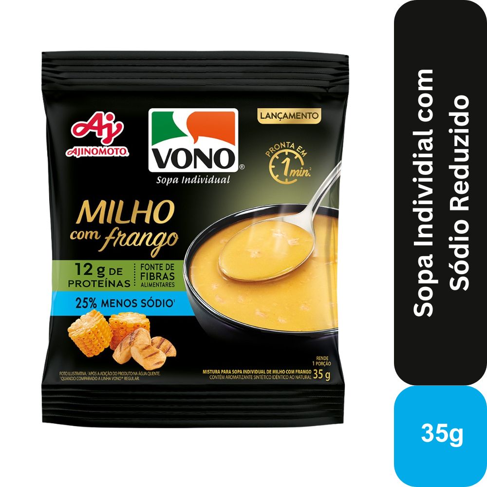 SOPA CREMOSA VONO® PROTEÍNA SABOR MILHO COM FRANGO 35G